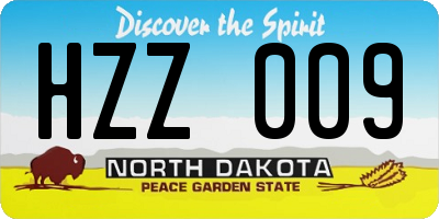 ND license plate HZZ009