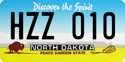 ND license plate HZZ010