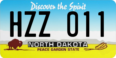 ND license plate HZZ011