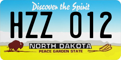 ND license plate HZZ012