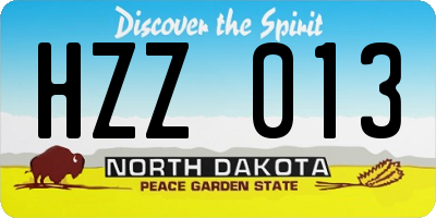 ND license plate HZZ013