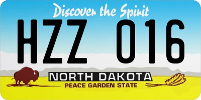 ND license plate HZZ016
