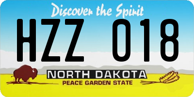 ND license plate HZZ018