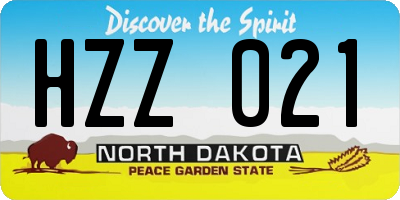 ND license plate HZZ021
