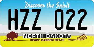 ND license plate HZZ022