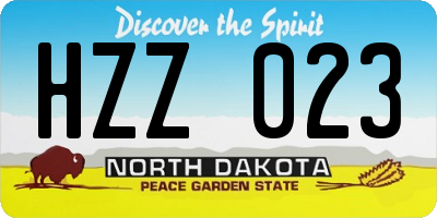 ND license plate HZZ023
