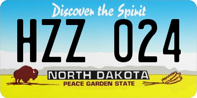 ND license plate HZZ024