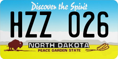 ND license plate HZZ026