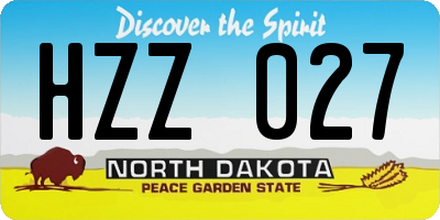 ND license plate HZZ027