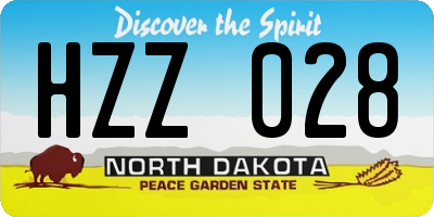 ND license plate HZZ028