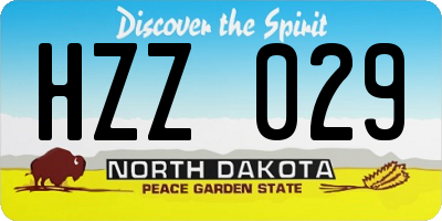 ND license plate HZZ029