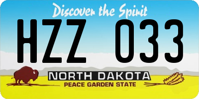 ND license plate HZZ033