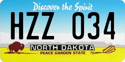 ND license plate HZZ034