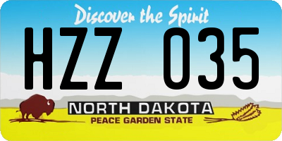 ND license plate HZZ035