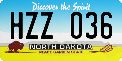 ND license plate HZZ036