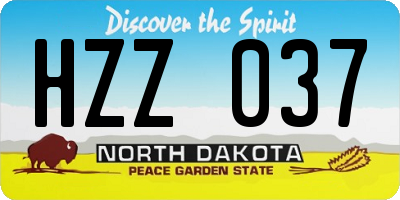 ND license plate HZZ037