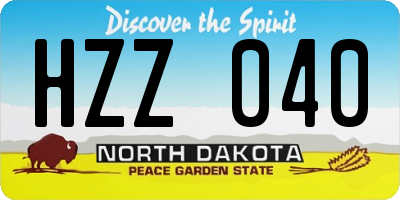 ND license plate HZZ040