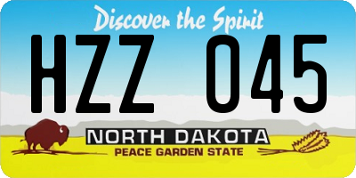 ND license plate HZZ045