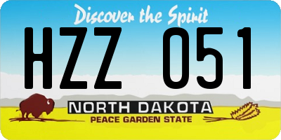 ND license plate HZZ051