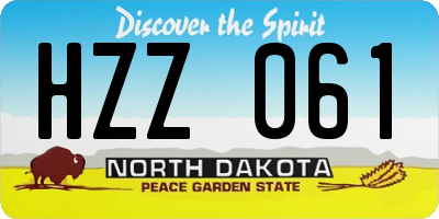 ND license plate HZZ061