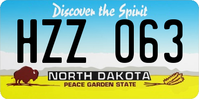 ND license plate HZZ063