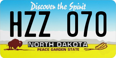 ND license plate HZZ070