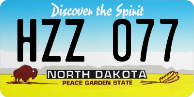ND license plate HZZ077