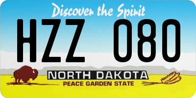 ND license plate HZZ080