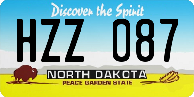 ND license plate HZZ087
