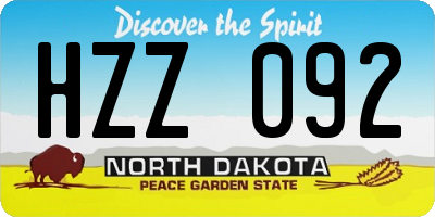ND license plate HZZ092