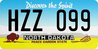 ND license plate HZZ099