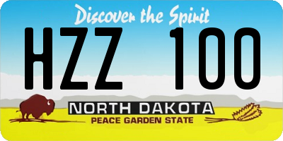 ND license plate HZZ100