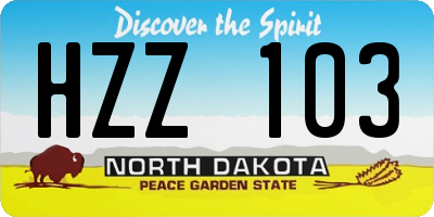 ND license plate HZZ103