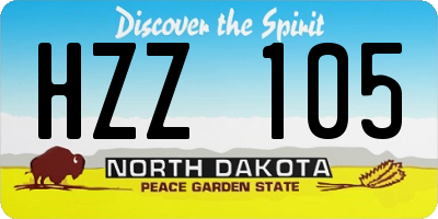 ND license plate HZZ105