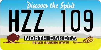 ND license plate HZZ109