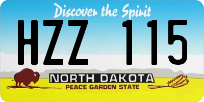 ND license plate HZZ115