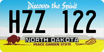 ND license plate HZZ122
