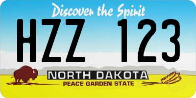 ND license plate HZZ123