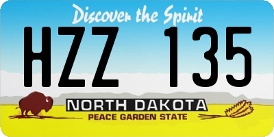 ND license plate HZZ135