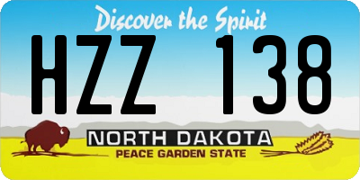 ND license plate HZZ138
