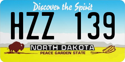 ND license plate HZZ139