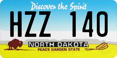 ND license plate HZZ140
