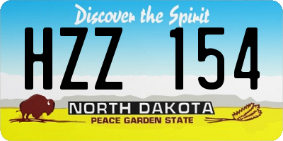ND license plate HZZ154