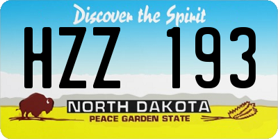 ND license plate HZZ193