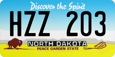 ND license plate HZZ203