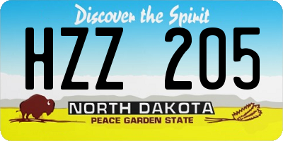 ND license plate HZZ205