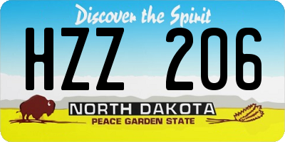ND license plate HZZ206