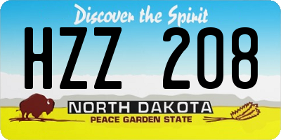 ND license plate HZZ208