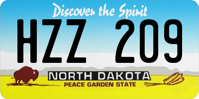ND license plate HZZ209