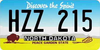 ND license plate HZZ215